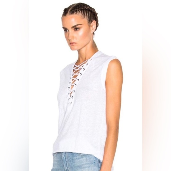 New IRO Tissa Slub Knit Top Lace Up White NWT Bohemian Women’s XL - Picture 1 of 16